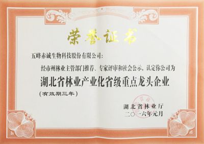 林业产业化省级重点化龙头企业